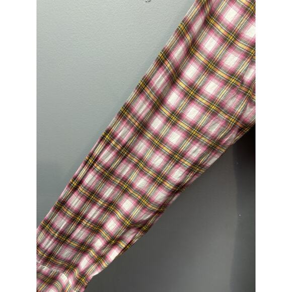 Talbots Top Womens Large Popover V-Neck Plaid Pink Pastel Lightweight Preppy - Picture 6 of 9